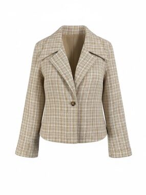 Lightweight Neutral Plaid Blazer